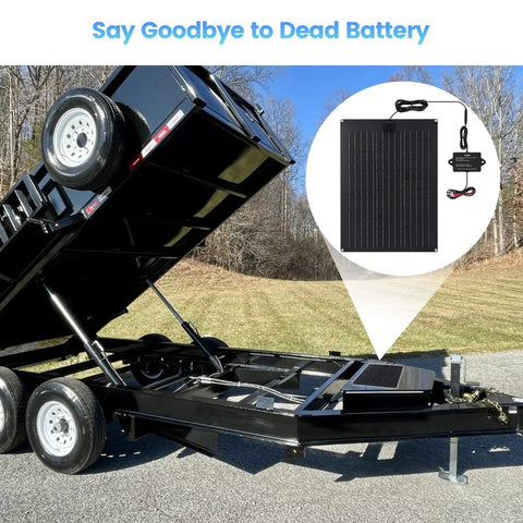 Dump trailer with 20W Solar Panel Kit With Built In Maintenance Pulse And Smart MPPT Charge Controller For Dump Trailers