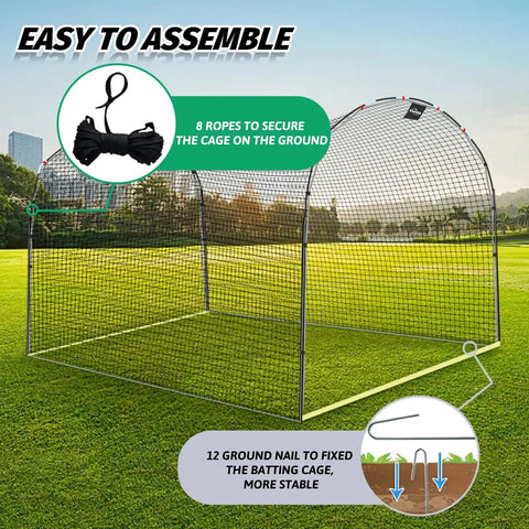 Backyard Baseball Batting Cage 13 Foot By 10 Foot By 8 Foot Heavy Duty Steel Frame With Durable Netting, easy setup diagram