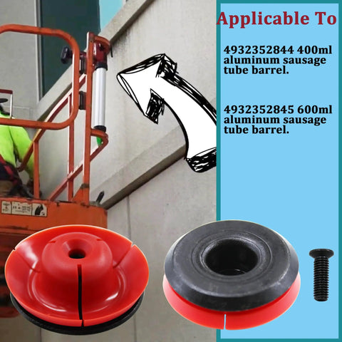 Sausage Caulk Gun Plunger Kit 44-70-0375 Replacement For M18 Cordless Caulking Gun, showing red plastic screw kit in packaging.
