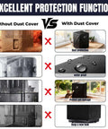 Comparison of Saturn 4 Ultra Resin 3D Printer Dust Cover With Drawstring And Side Pocket showing dust, water, pet protection benefits