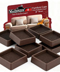 Eight Piece Brown Two Inch Square Caster Cups Safeguard Hardwood And Tile Floors By Locking Furniture Tight To Zero Out Scuffs And Slipping With A Grippy Texture That Keeps Every Set Anchored Smooth And Dead Stable.