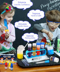 Ultimate Kids Science Kit With 56 Hands On Experiments, Lab Coat Scientist Costume, 70 Plus DIY STEM Projects, Educational Toys For Girls And Boys Aged 6 8 10 12, Fun Hands On Learning That Makes Science Pop. Kids testing lab tubes and tools