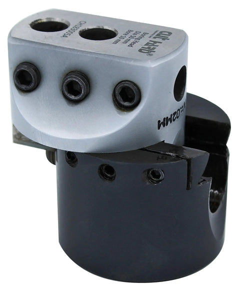 Beast Precision Boring Head, 50mm Body, 10mm Bore, hard chrome silver and black finish, image showing top screws and details
