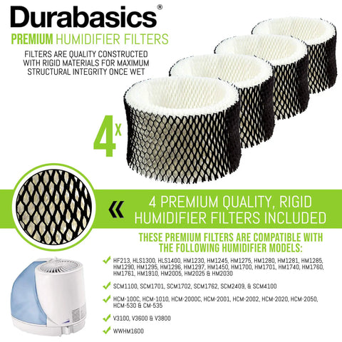 4 Pack Premium Replacement Humidifier Filters For Holmes HWF62 HWF62CS With Activated Carbon, Odor Reduction, Easy Install
