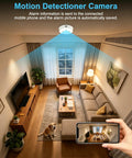 Slick Hidden Smoke Detector With Hella Crisp 1080P Wireless Video And Flawless Wifi Connectivity showing indoor scene with a pet and motion detection view.