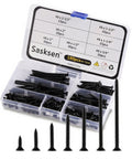 Badass Black Wood Screw Assortment Kit With Phillips Flat Head And Coarse Cut Threads, tough carbon steel 180 piece set in storage case.