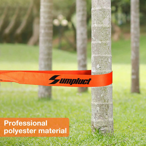 Heavy Duty Recovery Tow Strap 3 Inch By 20 Foot With 30,000 Lbs Break Strength, Weather Resistant Polyester, Triple Reinforced Loops, Tree Saver, Winch Extension, Emergency Towing Rope, Car Accessory wrapped around a tree