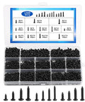 1300 Pcs Wood Screws Assortment Kit M2 M2.5 M3 Self Tapping Phillips Pan Head Screws in case, black carbon steel for DIY projects