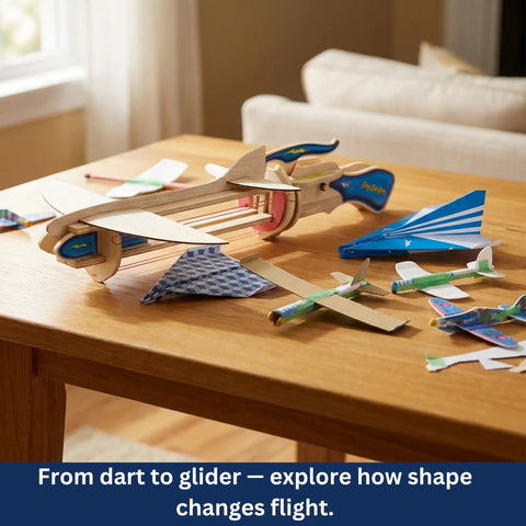 Paper Airplane Launcher STEM Kit For Kids Teens And Adults A Hands On Engineering Project That Lets You Build A Wooden Launcher In About 60 Minutes And Fly Custom Planes While Learning Science, wooden launcher with paper planes on table