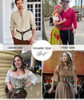 Badass Medieval Leather Belt For Renaissance Cosplay And Hella Cool Pirate Viking Props Featuring Embossed Buckle with models in diverse costumes.