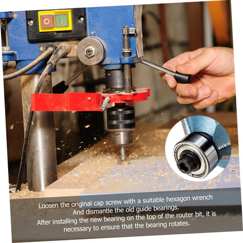 Top Mounted Router Bit Bearings Kit for Woodworking Milling Cutters Replacement Ball Bearings Guide Id Od Pro Grade Steel