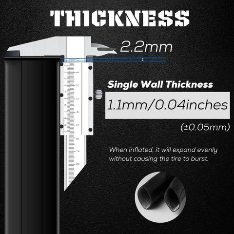 Diagram showing 26 Inch Mountain Bike Inner Tube Fits 26x1.75 To 2.125 Tires Schrader Valve 32mm thickness measurement
