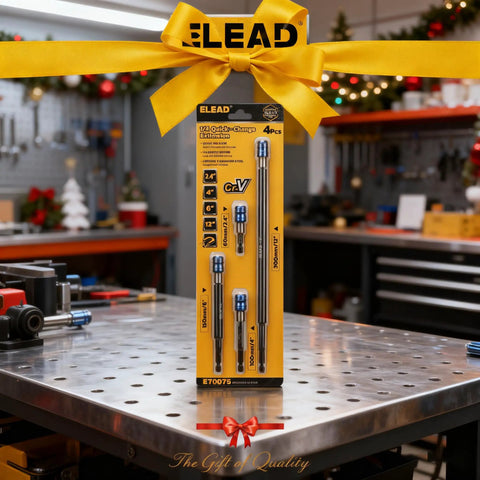 Box of Beefed Up Heavy Duty Drill Bit Extension Set With Magnetic Bit Holder And Aluminum Sleeve Quick Release One Quarter Inch Hex Shank