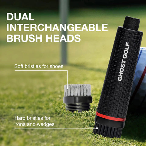 Magnetic Golf Club Brush With Water Reservoir And Shoe Cleaner Dual Head Groove Cleaner Nylon Bristle Retractable Clip Ideal For Irons Wedges And Golf Shoes Cleats with interchangeable brush heads on grass