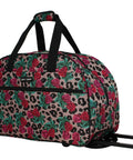 Lightweight Carry On Luggage With Two Rolling Wheels Leopard Rose Pattern 22 Inch Duffel For Weekender And Overnight Business Travel