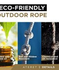 3/8 Inch Manila Rope 600 Feet Twisted Three Strand Natural Fiber Rope features eco-friendly properties and durability details