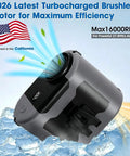 Rechargeable Wearable Waist Clip Fan With Light emitting air flow over ice, featuring turbocharged motor design.