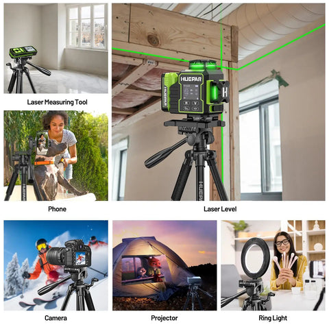 Beefy Heavy Duty Laser Level Tripod Stand, 60 Inch Adjustable Support For Laser Levels And Distance Meters, One Quarter Inch And Five Eighth Inch Mounts, Non Slip Feet, Three Way Pan Head With Bubble Level with laser level