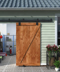 Exterior Sliding Barn Door Hardware Track Kit With 96 Inch Black Track, Heavy Duty 500 Lb Capacity, Weatherproof Wall Mount System For Outdoor Use, Includes Five Brackets, Door Not Included