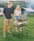 Four Piece Table Leg Extender Set Adjustable Height Lifter Fits Straight And Curved Folding Tables Up To One Point Three Eight Inch Tube Black Hella Durable Level Up Your Backyard Setup Fast used for grilling outdoors with friends.