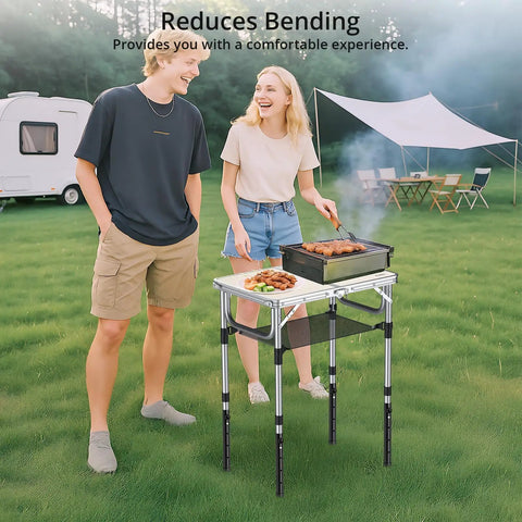 Four Piece Table Leg Extender Set Adjustable Height Lifter Fits Straight And Curved Folding Tables Up To One Point Three Eight Inch Tube Black Hella Durable Level Up Your Backyard Setup Fast used for grilling outdoors with friends.