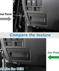 Comparison of original Subaru panel and Discreet Fuse Box Coin Tray For Subarus Exact Fit Stash Cash And Cards In Your Fuse Box With No Slip Red Liner, both installed and showcasing texture match.