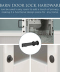 Sliding Barn Door Privacy Lock With Emergency Release Matte Black Finish 5 Inch Latch for single or bypass doors shown in room setting