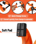 Mr. Pen 6-inch orange bar clamps, 2-pack; collage of front view and close-ups showing quick-change screw and soft-pad jaws.