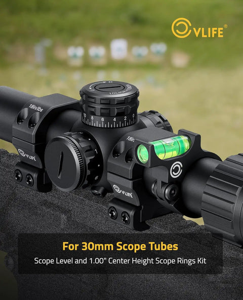 Scope Level With 30mm Scope Rings Kit For Picatinny Rails Anti Cant Bubble Level, 1 Inch And 30mm Ring Center Height