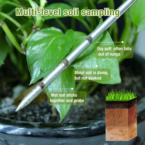 14-Inch Soil Moisture Probe For Plants With T-Handle, Dual Scale Sampler, No Batteries Needed Indoor Plant Water Monitor, Stainless Steel Moisture Meter For Potted Houseplants in use