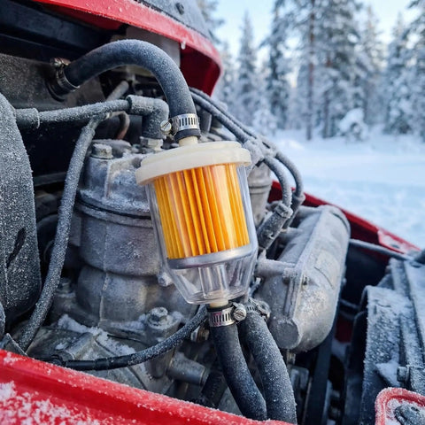 Inline Fuel Filter For Small Engines And Lawn Mowers Universal 1 Quarter Inch To 5 Sixteenth Inch Fuel Line installed in engine