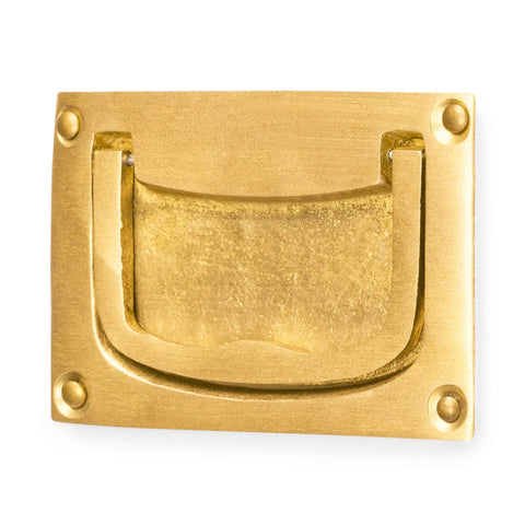 Inlaid Flush Brass Cabinet Handles Set Of 2, Overall 2.83 W X 1.89 H X 0.31 D Inches, Handle 2.09 W X 1.38 H X 0.24 D Inches, Includes 0.8 Inch Nails For Easy Mounting, Ideal For Drawers And Cabinets