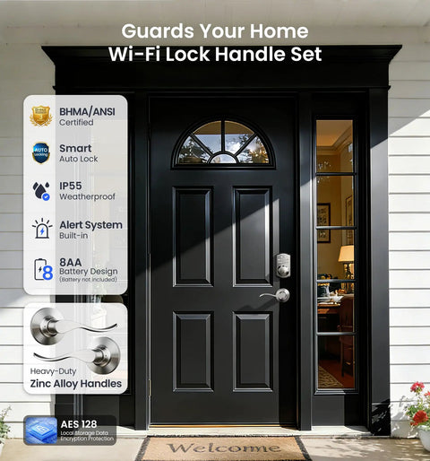 Smooth Operator WiFi Deadbolt Door Lock With Handle Set Keypad Entry Satin Nickel Finish App Control Fingerprint Access Straight Shot Install No Bridge Needed To Secure The Crib And Chill With Total Peace Of Mind