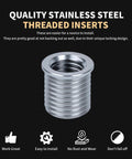 Close-up of a stainless steel insert from Stainless Steel M7x1.0 Thread Repair Kit With Inserts, Drill, Tap, Counterbore And Installation Driver, 10 Pieces, Beefs Up Stripped Threads With Durable, Reusable Internal Threads In Metal.