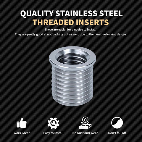 Close-up of a stainless steel insert from Stainless Steel M7x1.0 Thread Repair Kit With Inserts, Drill, Tap, Counterbore And Installation Driver, 10 Pieces, Beefs Up Stripped Threads With Durable, Reusable Internal Threads In Metal.