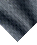 Corner view of Fine Rib Corrugated Rubber Floor Mat Runner 3 Ft By 20 Ft Black No Slip Built Tough Debris Scraper