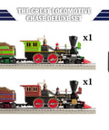 Great Locomotive Chase Deluxe LionChief Bluetooth 5.0 Set with steam locomotives and universal remote in O Gauge