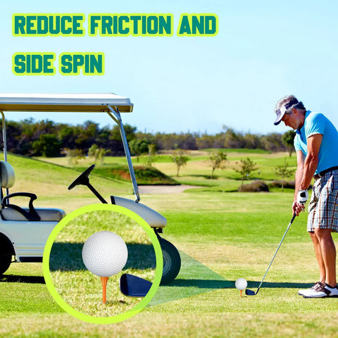 Golfer using 600 Piece Bulk Wooden Golf Tees Set In Bright Multicolor, 3 Sizes 3-1/4 In, 2-3/4 In, 2-1/8 In on a green course