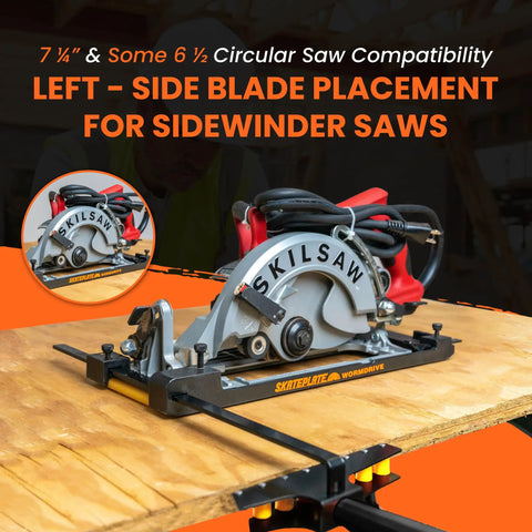 Rolling Circular Saw Guide and Cut Setter For Left Blade Saws, compatible with 7-1/4" and 6-1/2" sidewinder saws