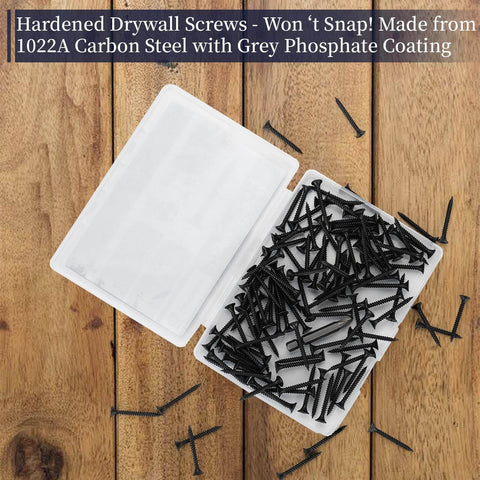 130 Piece Pack Of Number 6 By 1 And 3 Eighths Inch Coarse Thread Drywall Screws With Phillips Flat Countersunk Head A Real Workhorse For Wood Studs And Sheetrock Made From 1022A Phosphated Carbon Steel With Grade 8.8 Hardness For Heavy Duty Mounting in open box