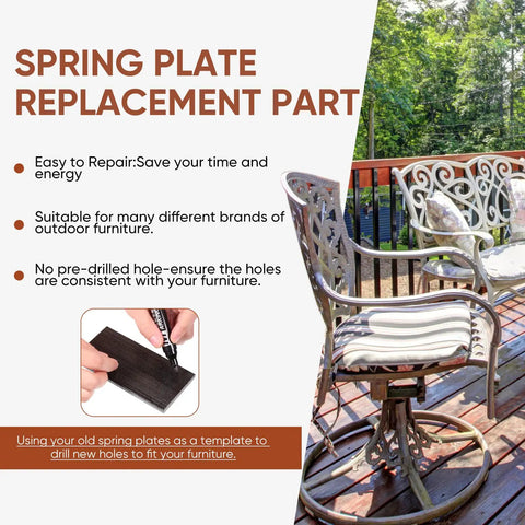 Image showing a person using a Ten Piece Black Patio Chair Spring Plates Swivel Rocker Replacement Sling Repair Kit outdoors.