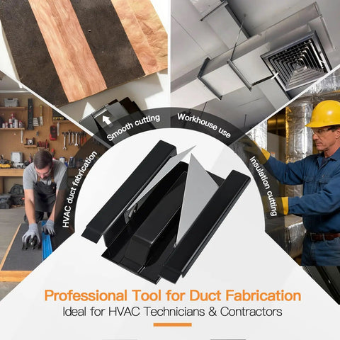 1.5 Inch V Cut Duct Board Cutter For HVAC Pros Heavy Duty Steel Sled Frame Replaceable Heat Treated Stainless Blades
