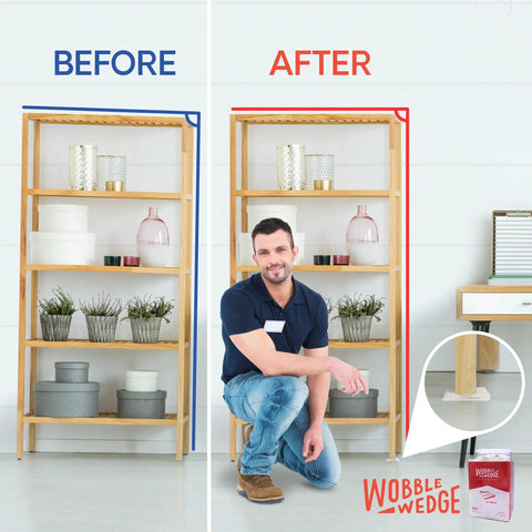 Shelf stability improvement with Flexible Plastic Leveling Shims For Home DIYers And Furniture Stabilizers Clear Wedges