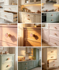 Pink Cabinet Knobs 6 Pack Zinc Alloy Single Hole Drawer Pulls with 3 Leaf Style on various kitchen and dresser drawers
