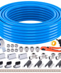 Heavy Duty Garage Air Line Kit With Three Quarter Inch ID HDPE Aluminum Piping 100 Foot Run 200 PSI Capacity 90 Piece Fittings Pack