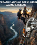 Ten Pack 25KN Marine Grade 316 Stainless Steel Climbing Bolt Hangers And Anchor Plates For Top Rope Lead Climbing Rappelling And Rescue Always Send It With Beefy Field Hardware on rock face with climbers.