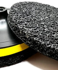 4 Piece Starter Kit With 7 Inch Silicon Carbide Coating Removal Discs, Hook And Loop Clean Strip Discs on white background.