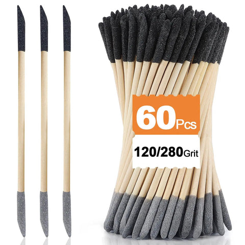 60Pcs Pen Style Sanding Sticks Double End 120 280 Grit For Plastic Models And Wood Precision Detail Sander