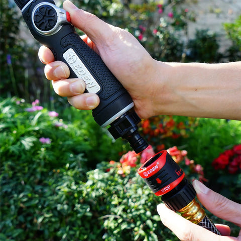 Quick Connect Starter Kit 9 Piece ABS Set With Built In Water Stop End Connectors And Adapters in garden use