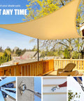 Sun Shade Sail Hardware Kit With 12 Foot Vinyl Coated 304 Stainless Steel Wire Rope For Triangle And Rectangle Shade Sail Installations In Outdoor Patios And Gardens All Weather Heavy Duty Rust Resistant installed on a sunny patio